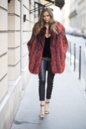 PARIS, FRANCE - NOVEMBER 29: Josephine Skriver is seen wearing a fake fur coat before the Victorias Secret rehearsal in the streets of Paris on November 29, 2016 in Paris, France. (Photo by Timur Emek/GC Images)
