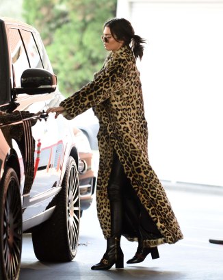 Kendall Jenner and bff Hailey Baldwin make a pit stop at a gas station in Beverly Hills. Kendall is seen wearing a full coat of leopard fur!. 07 Dec 2016 Pictured: Kendall Jenner. Photo credit: MEGA TheMegaAgency.com +1 888 505 6342